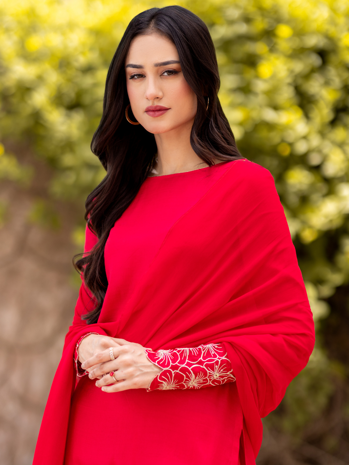 03 Piece - The Manaal Cotton Silk Set Hot Pink