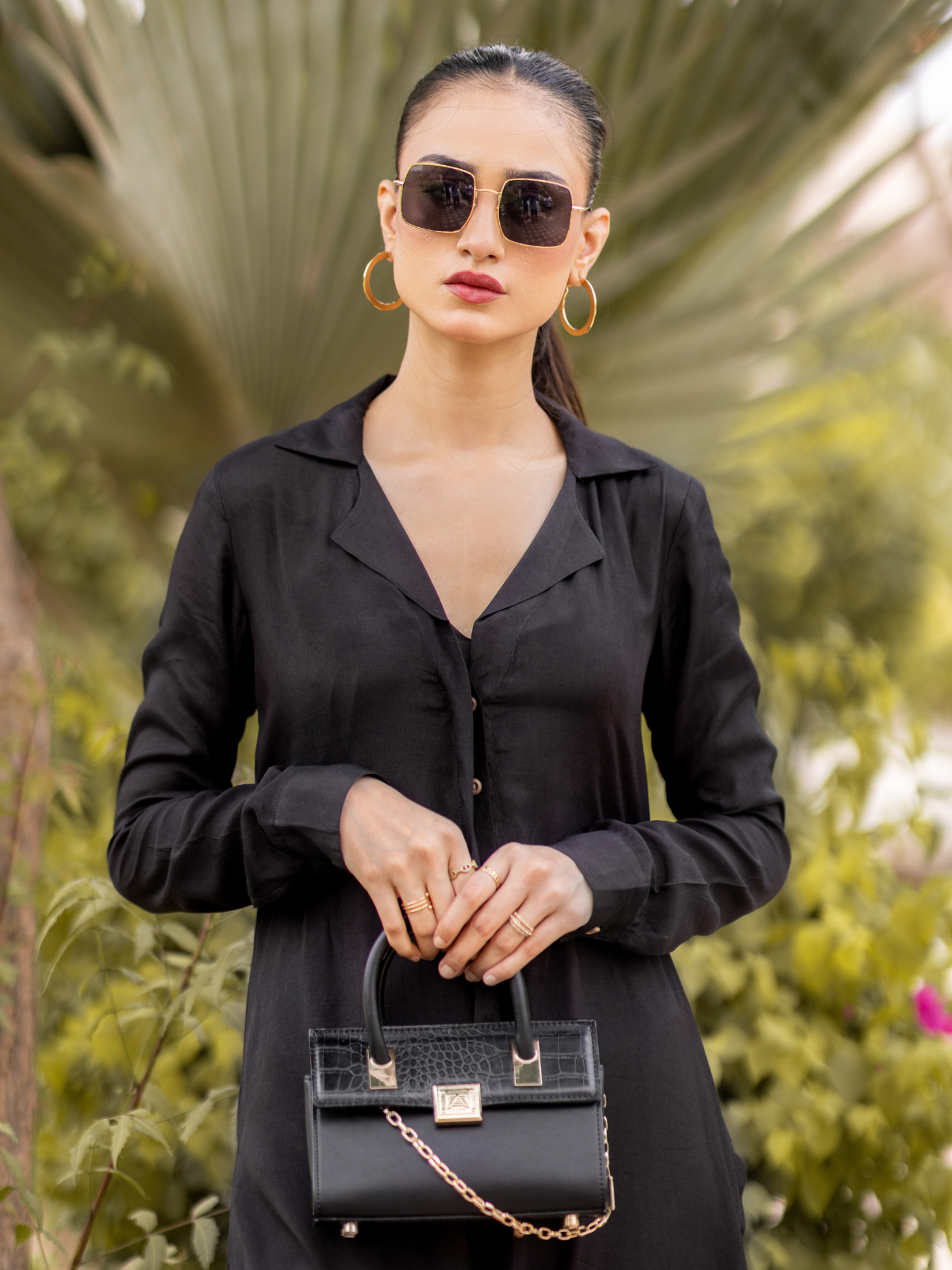 03 Piece - The Mendoza Cotton Silk Set Black