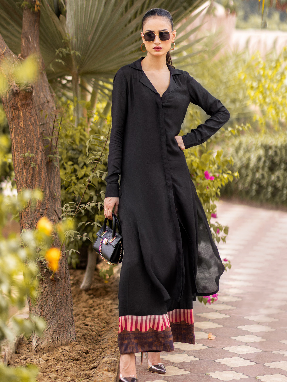 03 Piece - The Mendoza Cotton Silk Set Black
