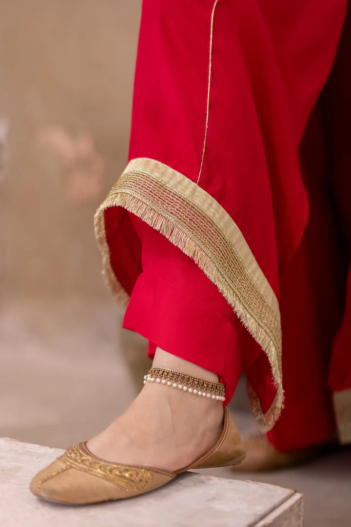 03 Piece - The Manizeh Cotton Silk Pink Orange Ombrè Set