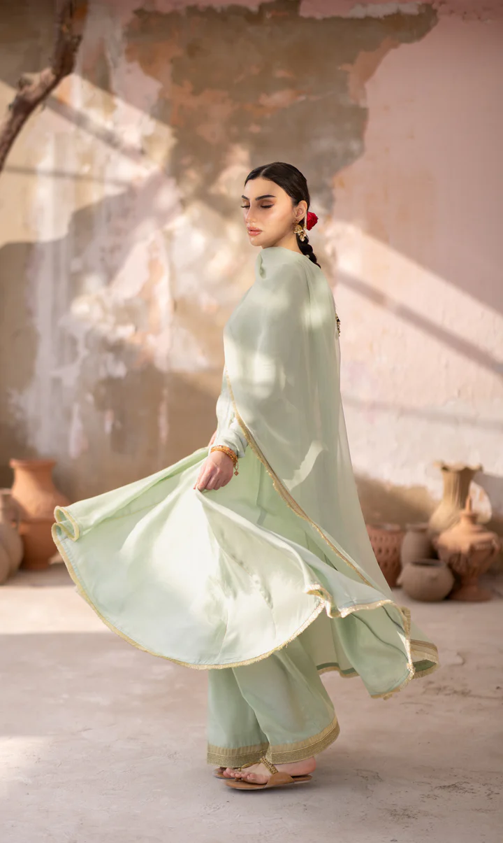 04 Piece - The Suhana Mint Green Anarkali Set