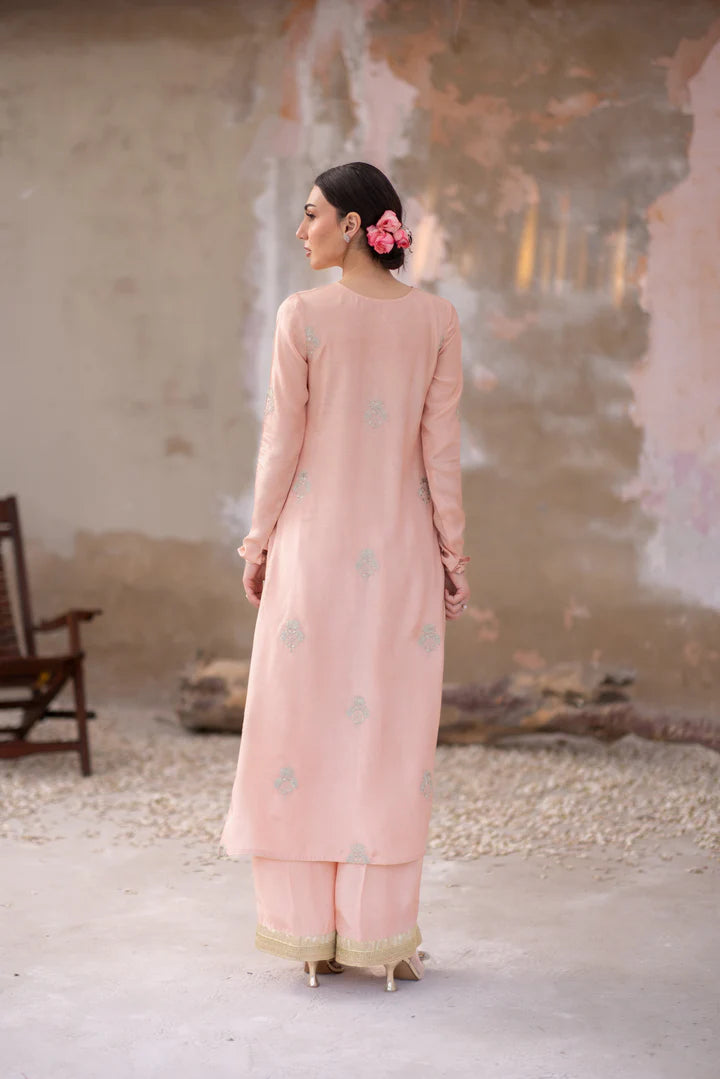 03 Piece - The Gulmina Cotton Silk Blush Pink Set