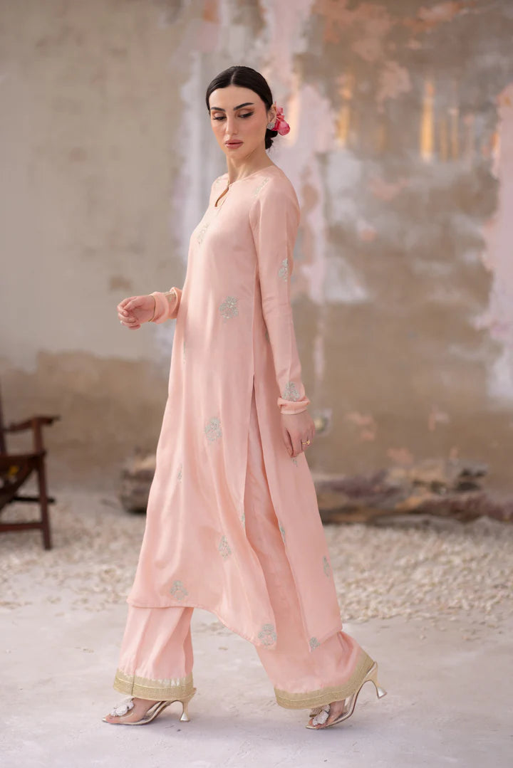 03 Piece - The Gulmina Cotton Silk Blush Pink Set