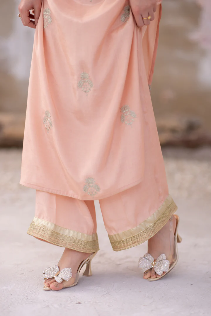 03 Piece - The Gulmina Cotton Silk Blush Pink Set