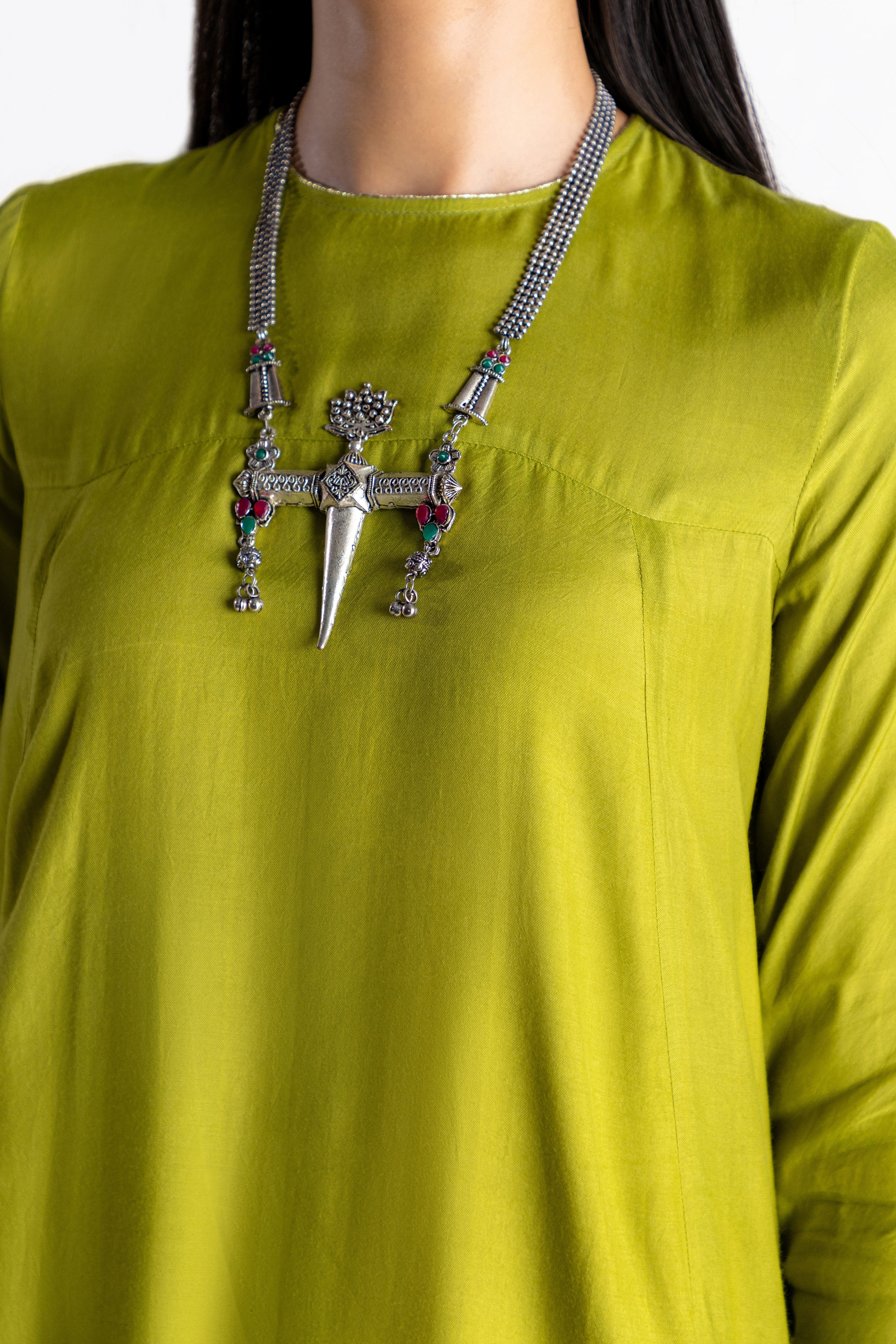 02 Piece - The Sabz Paan Cotton Silk Anarkali Set