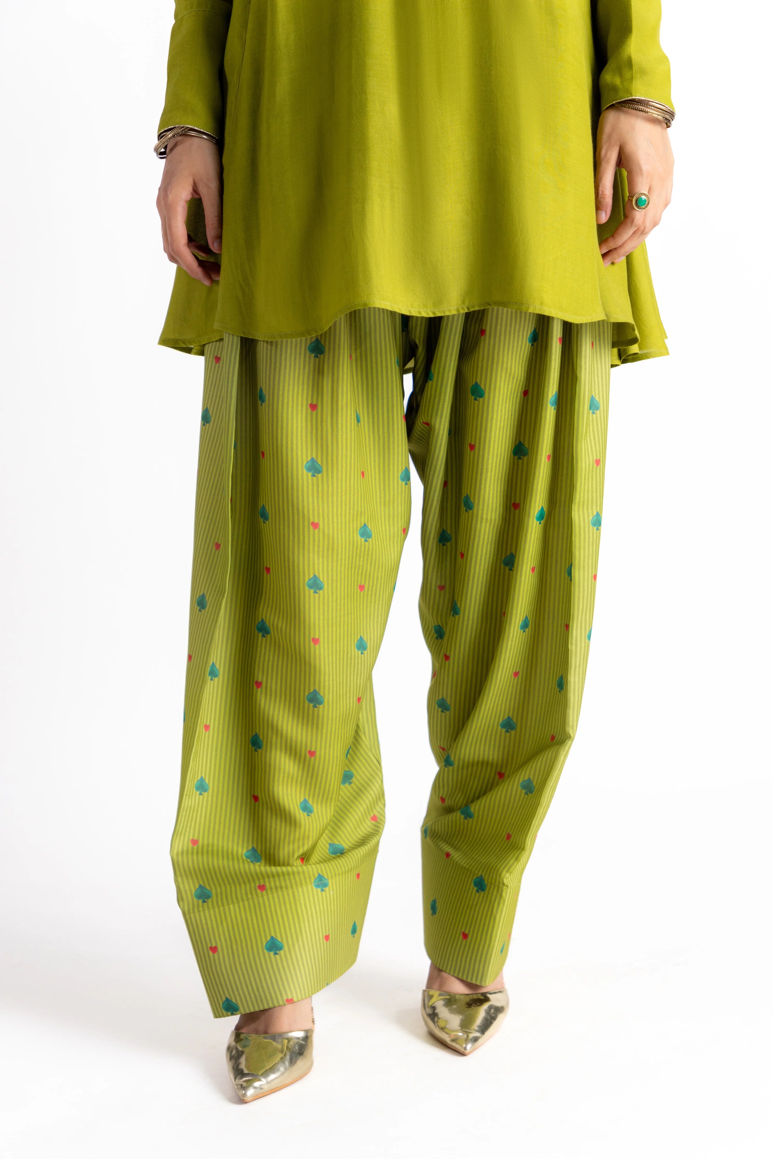 02 Piece - The Sabz Paan Cotton Silk Anarkali Set