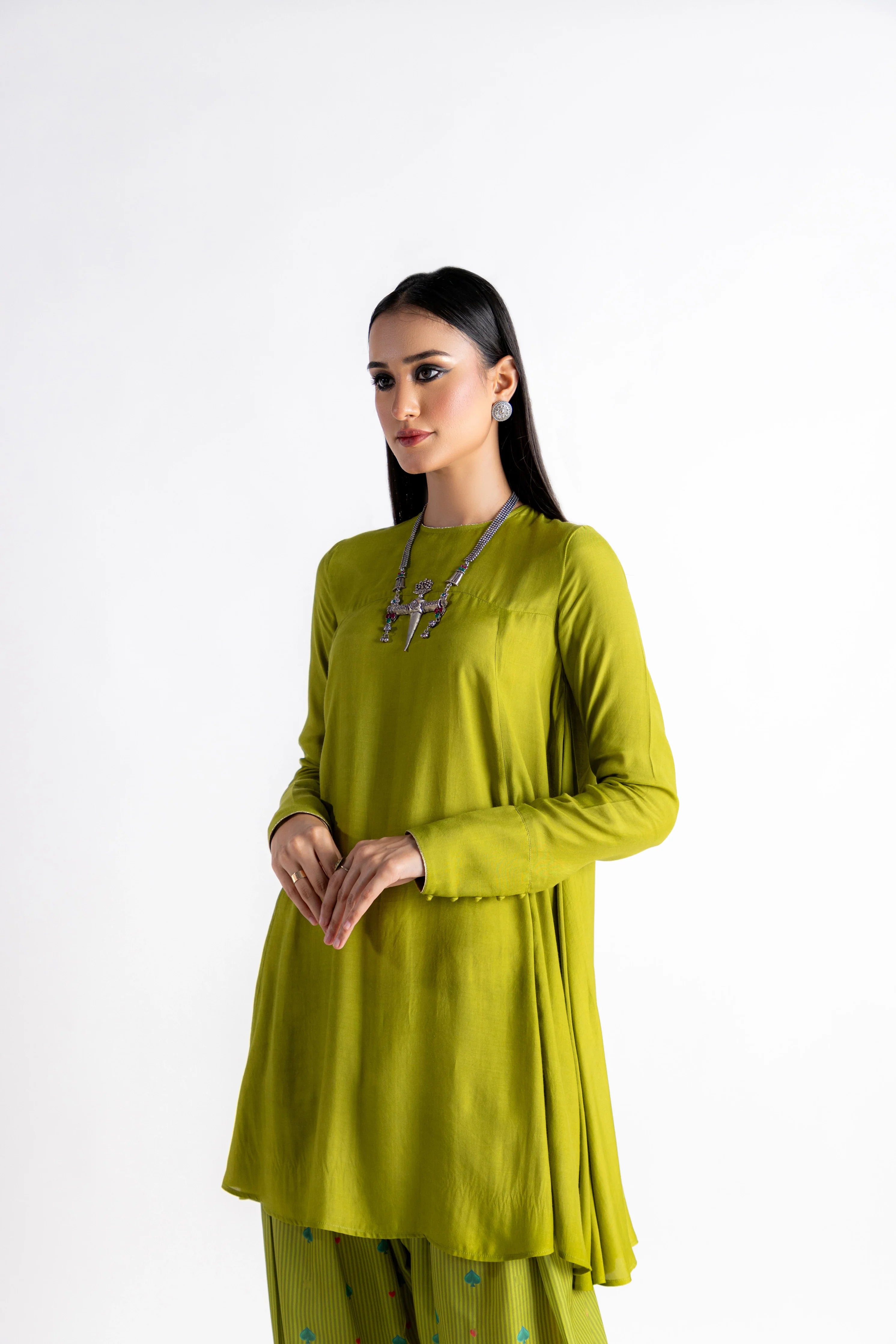 02 Piece - The Sabz Paan Cotton Silk Anarkali Set